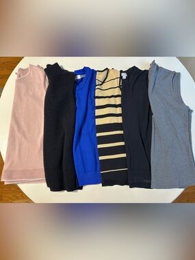 Calvin Klein Mixed Color Sleeveless & Knit Tops (Pink, Black, Blue, Cream, Gray)